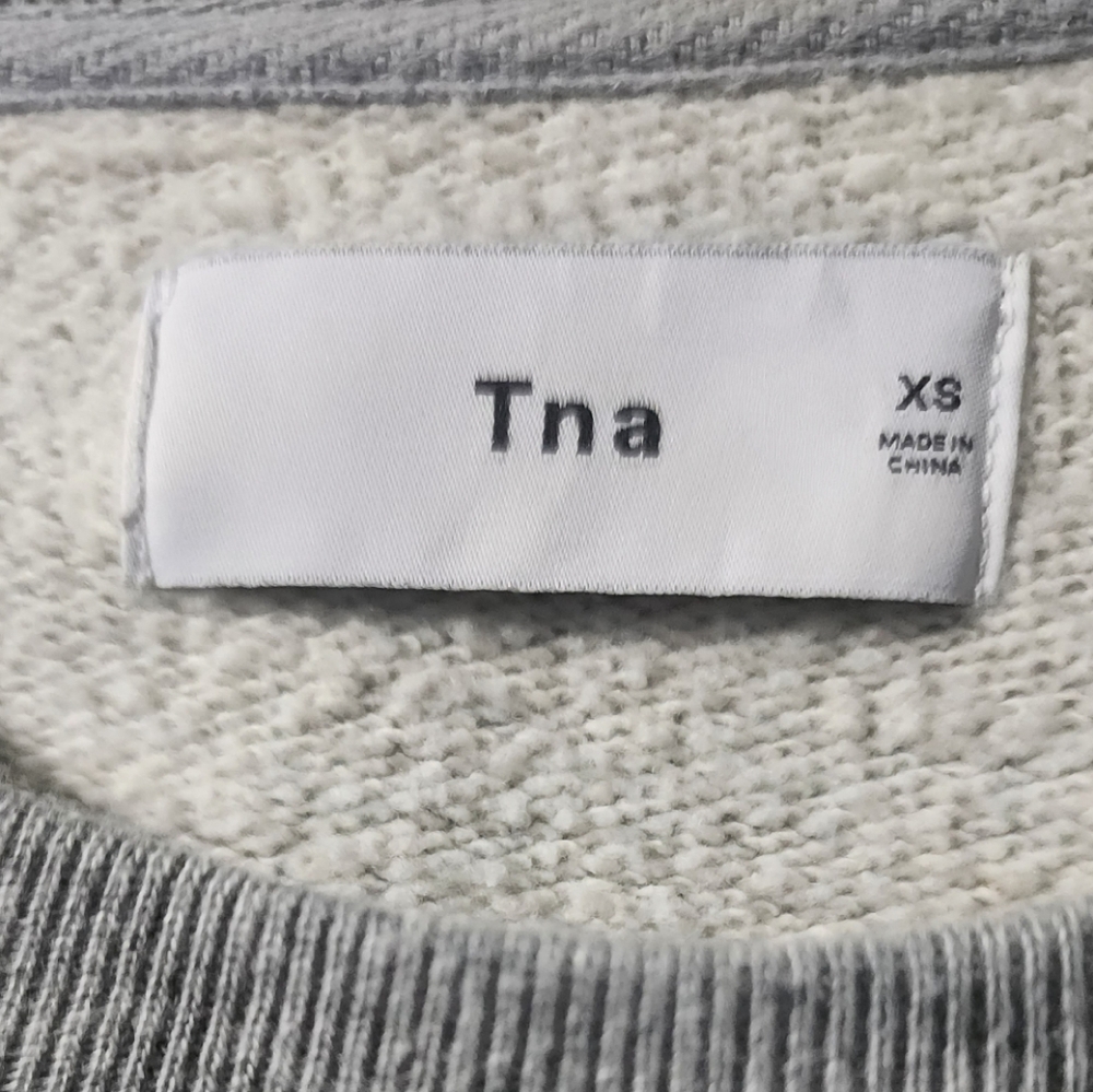 TNA Grey Cropped Sweatshirt with Blue, Yellow & Orange Stripe - Picture 3 of 6